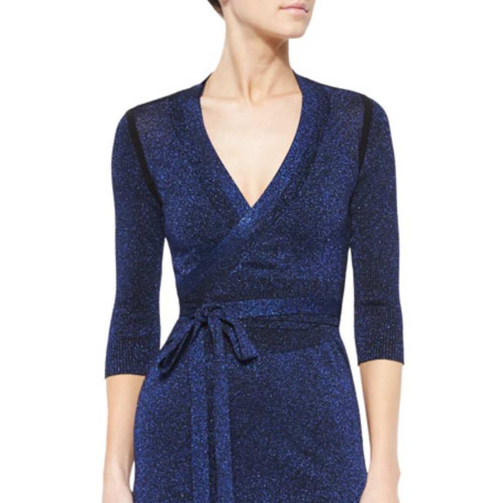 Ohne Titel Metallic Knit Tie-Waist Cardigan, Royal